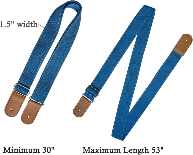 Farcaya Ukulele Strap Soprano Concert Tenor Baritone Banjo Mandolin Cotton Linen Leather Ends Uke Musical Instrument Accessories Picks Lock Button Screw (Blue) - Image 5